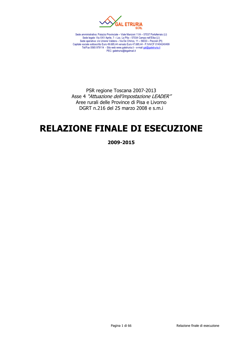 Relazione Finale Di Esecuzione