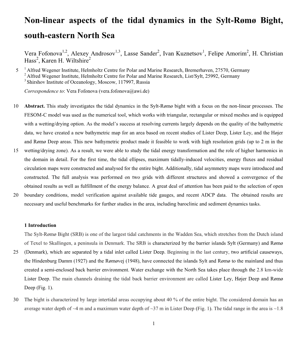 Non-Linear Aspects of the Tidal Dynamics in the Sylt-Rømø Bight, South-Eastern North Sea