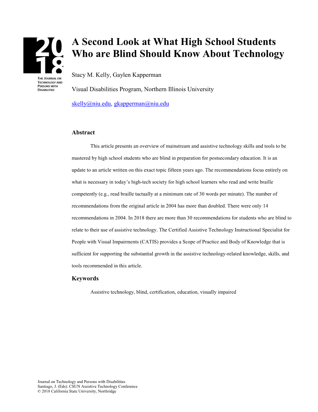 A Second Look at What High School Students Who Are Blind Should Know About Technology