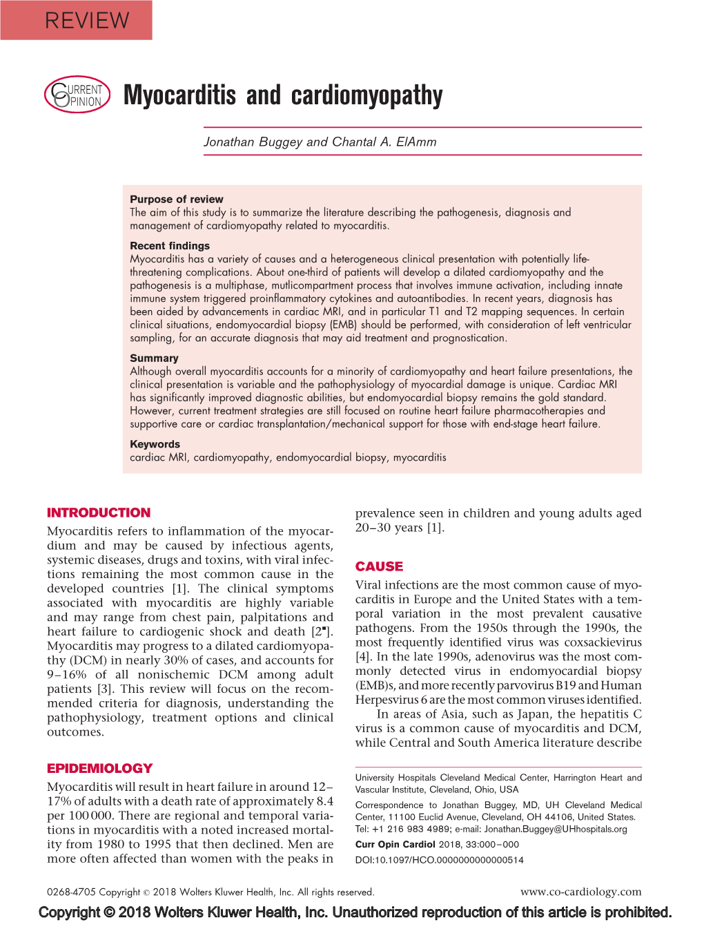 Myocarditis and Cardiomyopathy