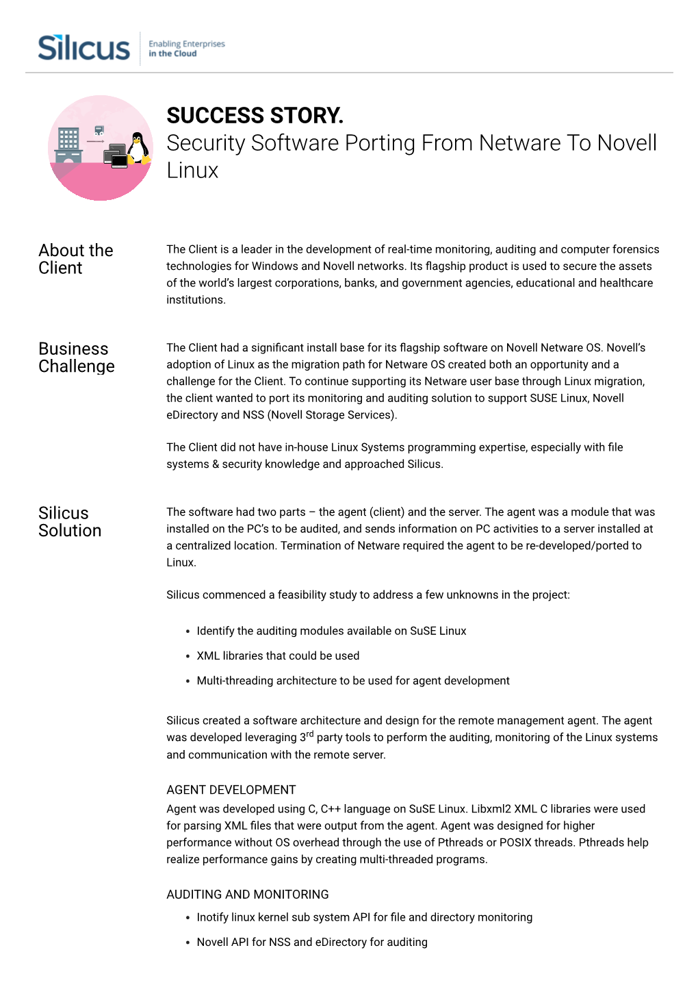 SUCCESS STORY. Security Software Porting from Netware to Novell Linux