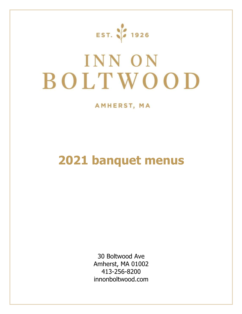 2021 Banquet Menus