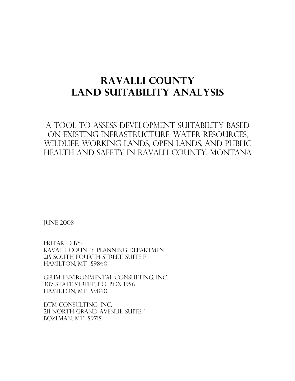 Ravalli County Land Suitability Analysis