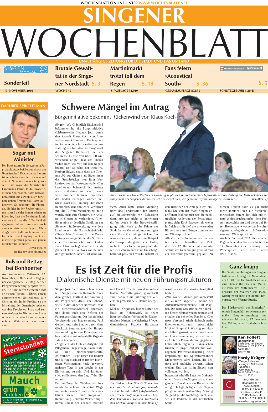 Singener Wochenblatt Vom 10. November 2010