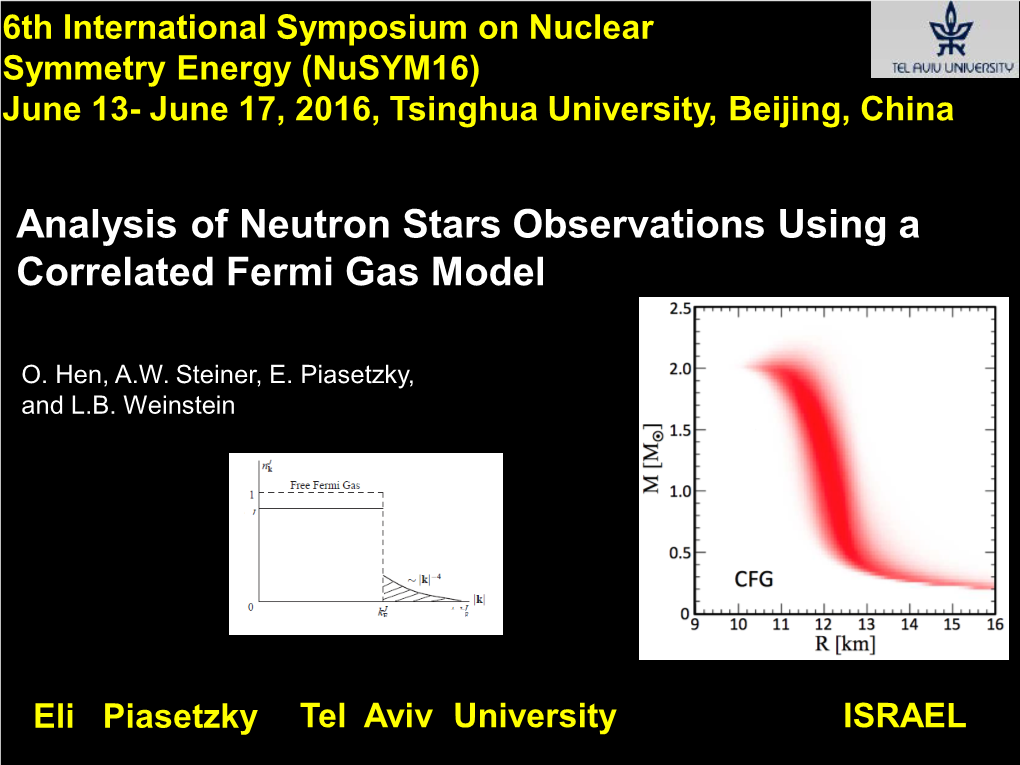 Analysis of Neutron Stars Observations Using a Correlated Fermi Gas Model Short-Range Correlations in N/Z Asymmetric Nuclei O