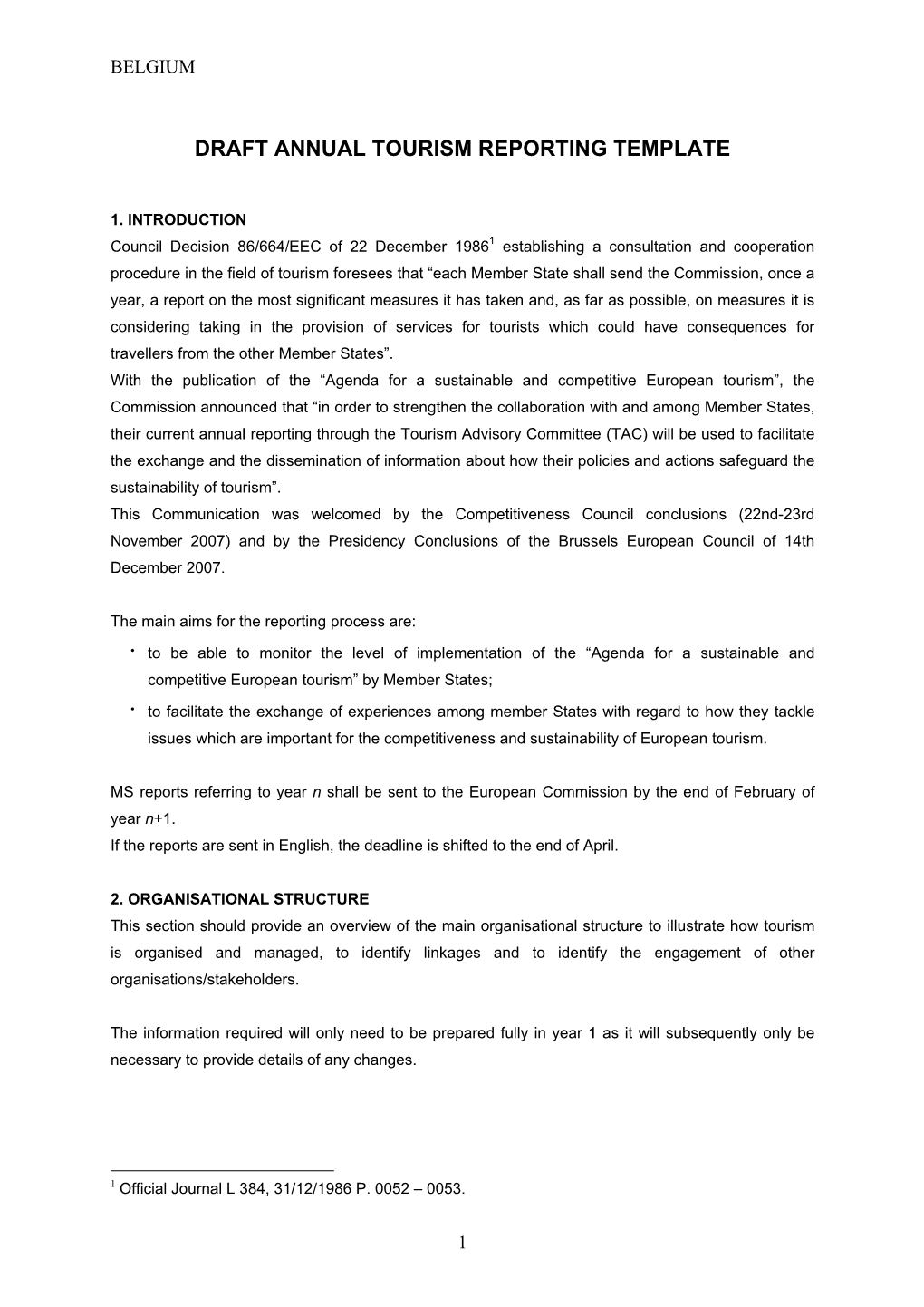 Draft Annual Tourism Reporting Template