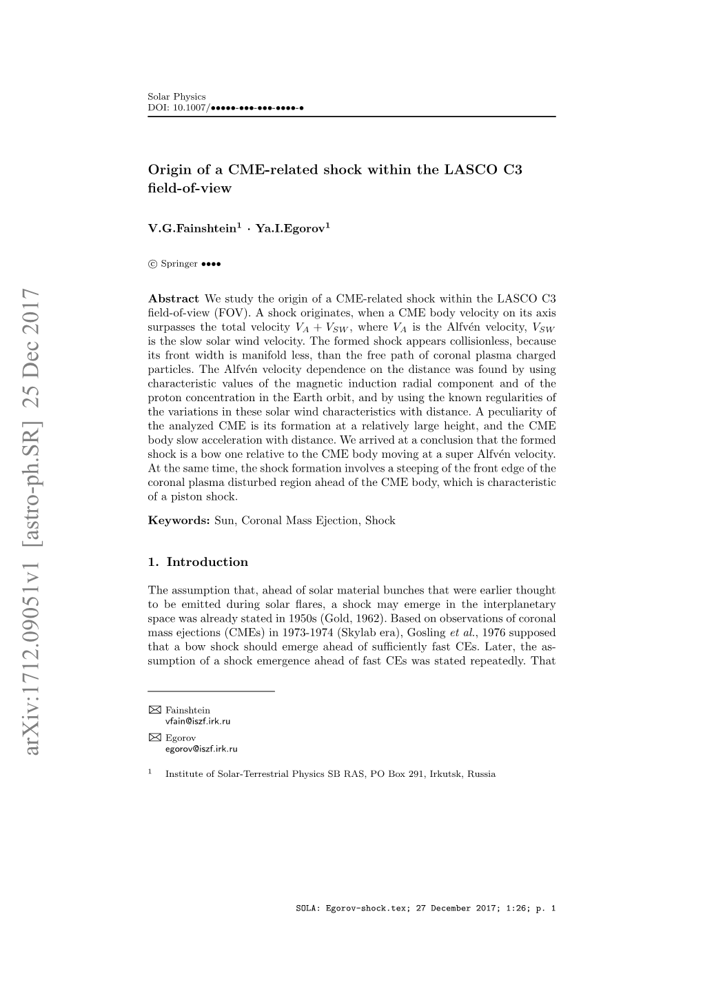 Arxiv:1712.09051V1 [Astro-Ph.SR] 25 Dec 2017