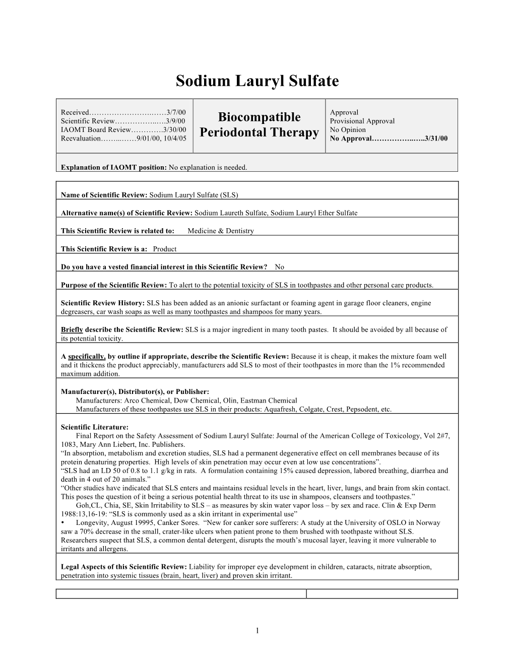 Sodium Lauryl Sulfate