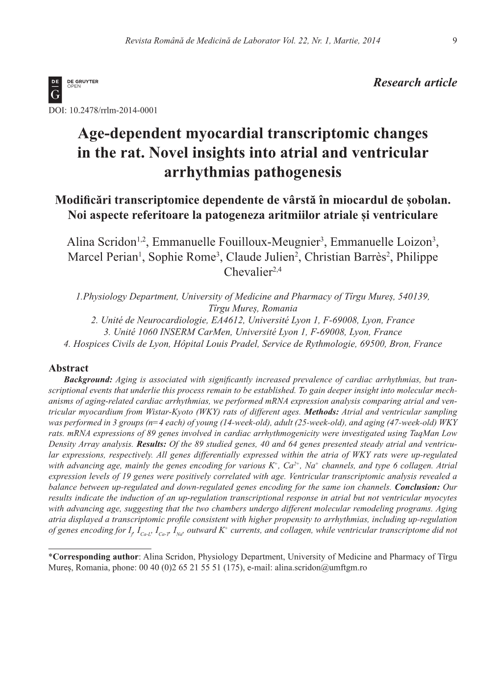 Age-Dependent Myocardial Transcriptomic Changes in the Rat