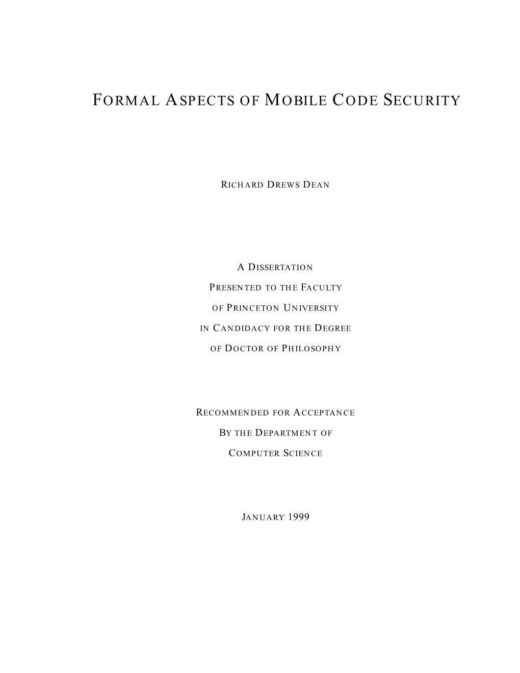 Formal Aspects of Mobile Code Security