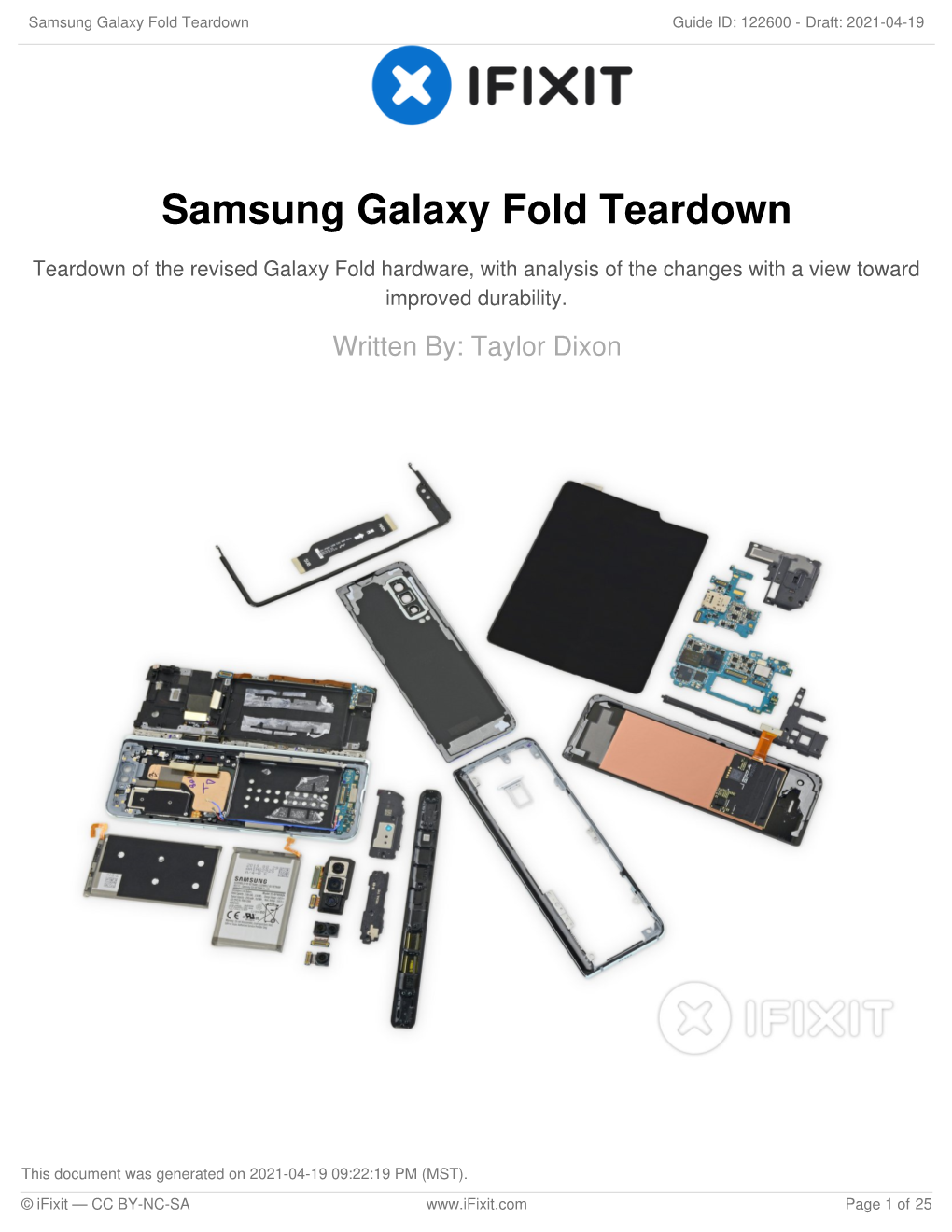 Samsung Galaxy Fold Teardown Guide ID: 122600 - Draft: 2021-04-19