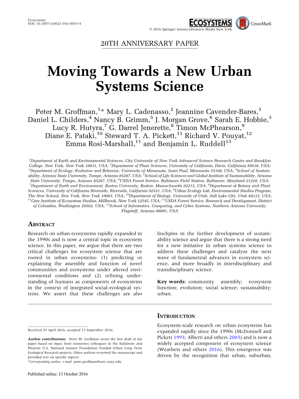 Moving Towards a New Urban Systems Science