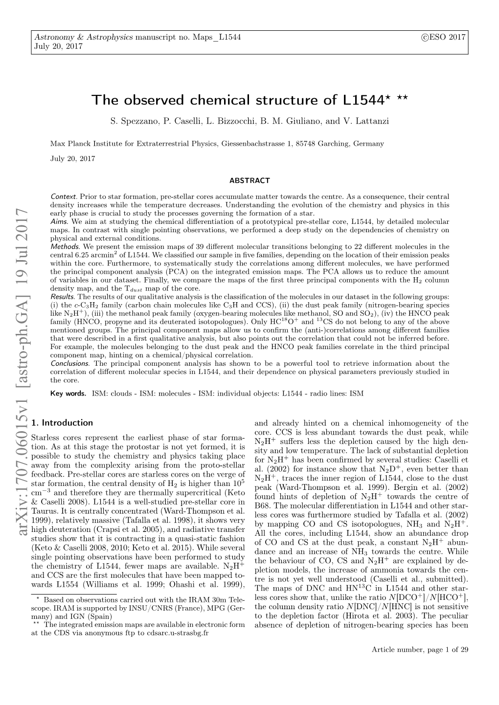 The Observed Chemical Structure of L1544? ?? S