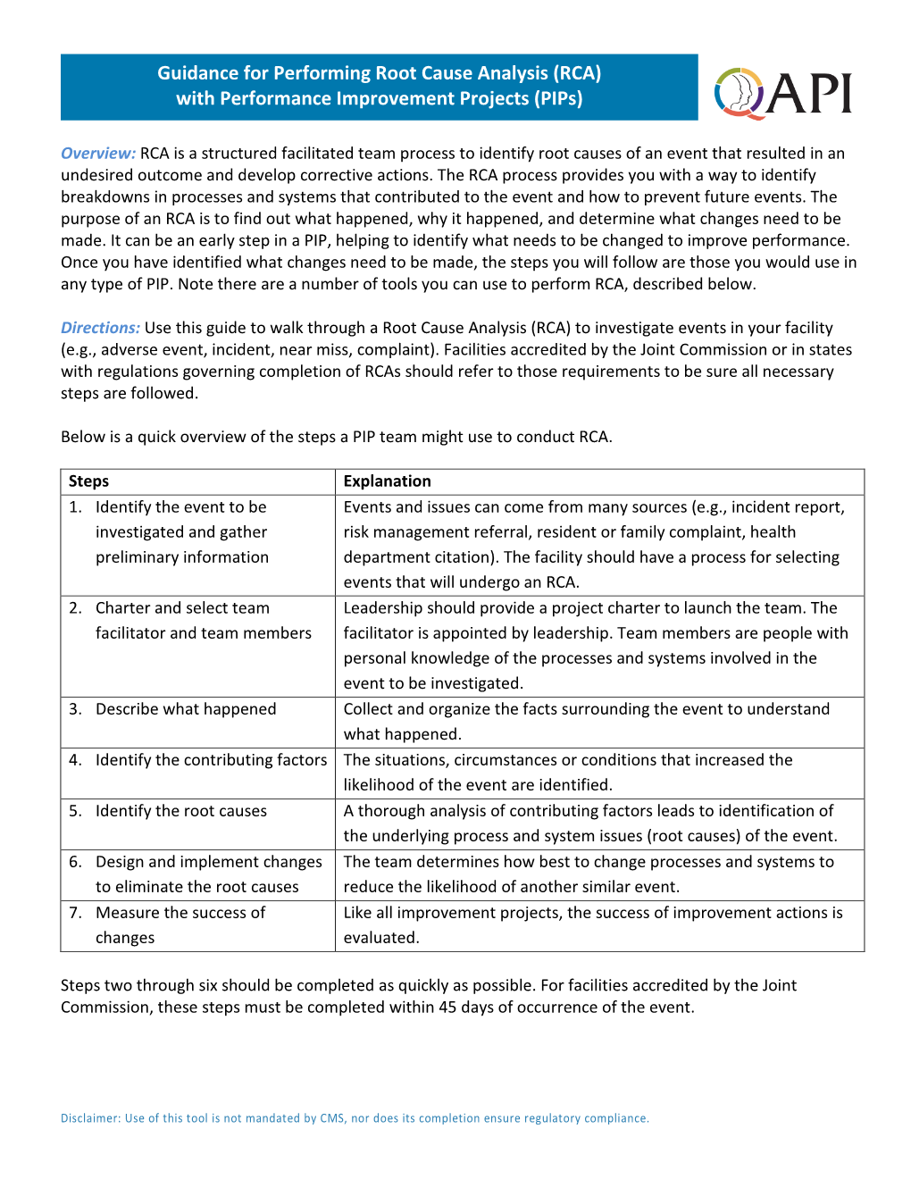 Guidance for Performing Root Cause Analysis (RCA) with Pips