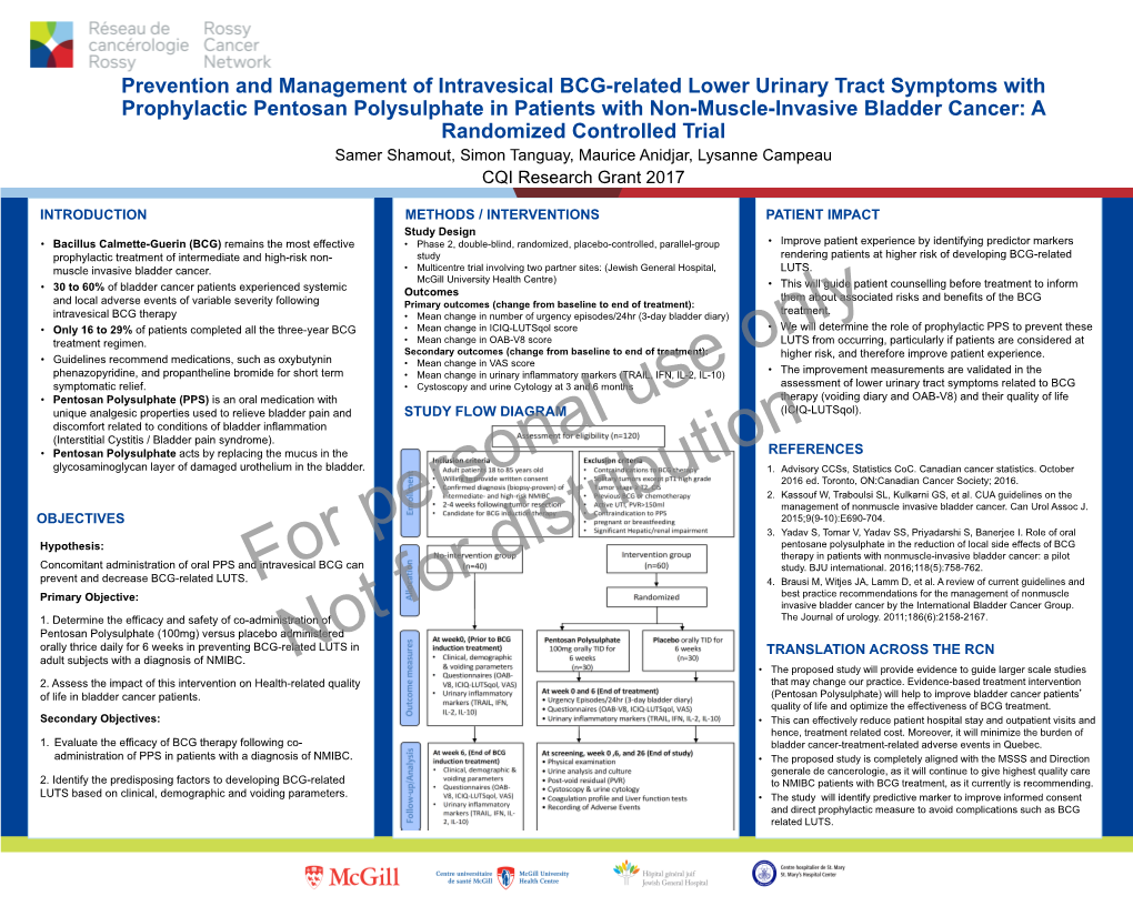 Prevention and Management of Intravesical BCG-Related Lower Urinary Tract Symptoms with Prophylactic Pentosan Polysulphate In