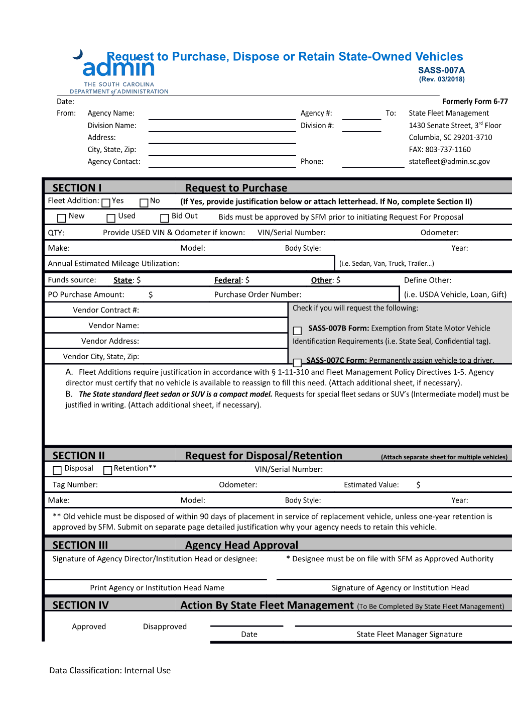 Data Classification: Internal Use