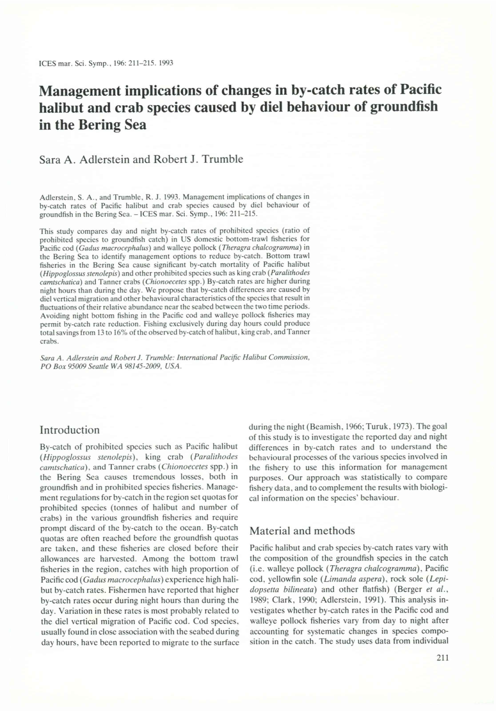 Fish Behaviour in Relation To; Fishing Operations