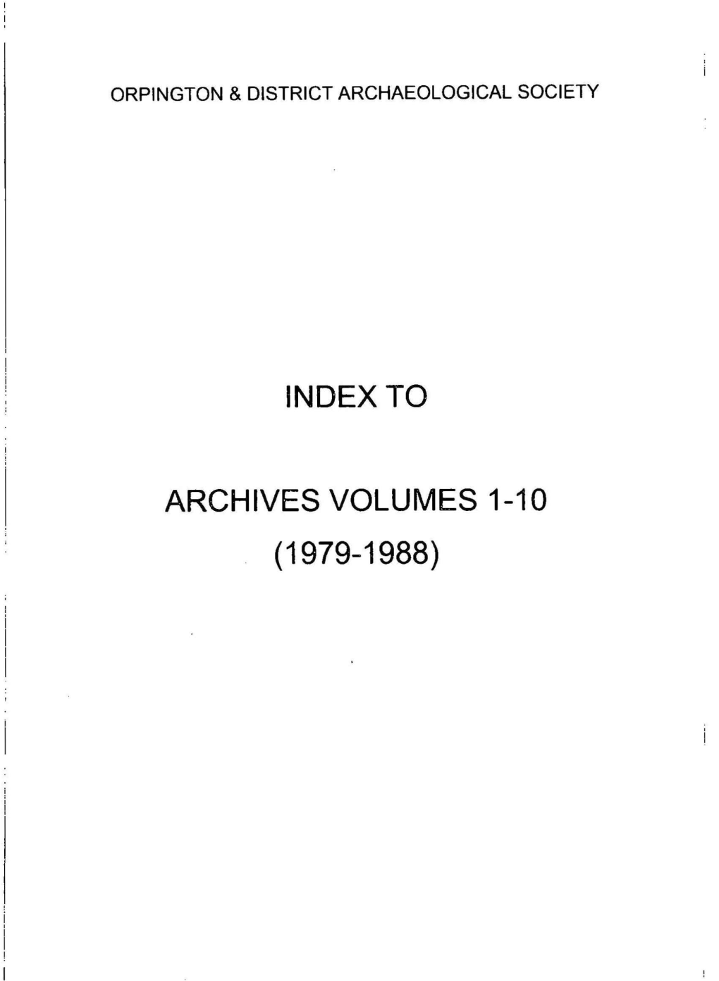Index Archives 1-10 1979 to 1988