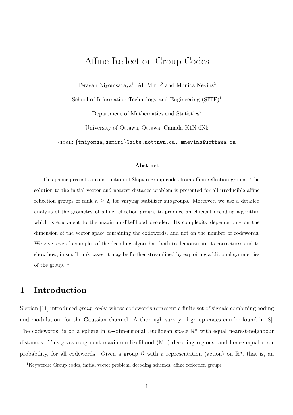 Affine Reflection Group Codes