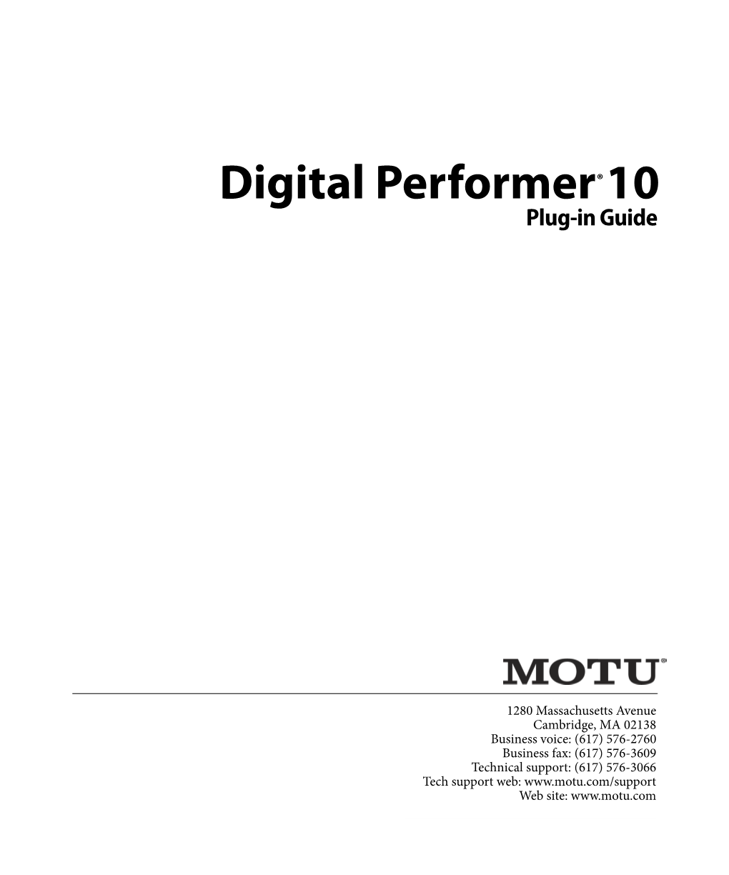 Digital Performer Plug-Ins Guide