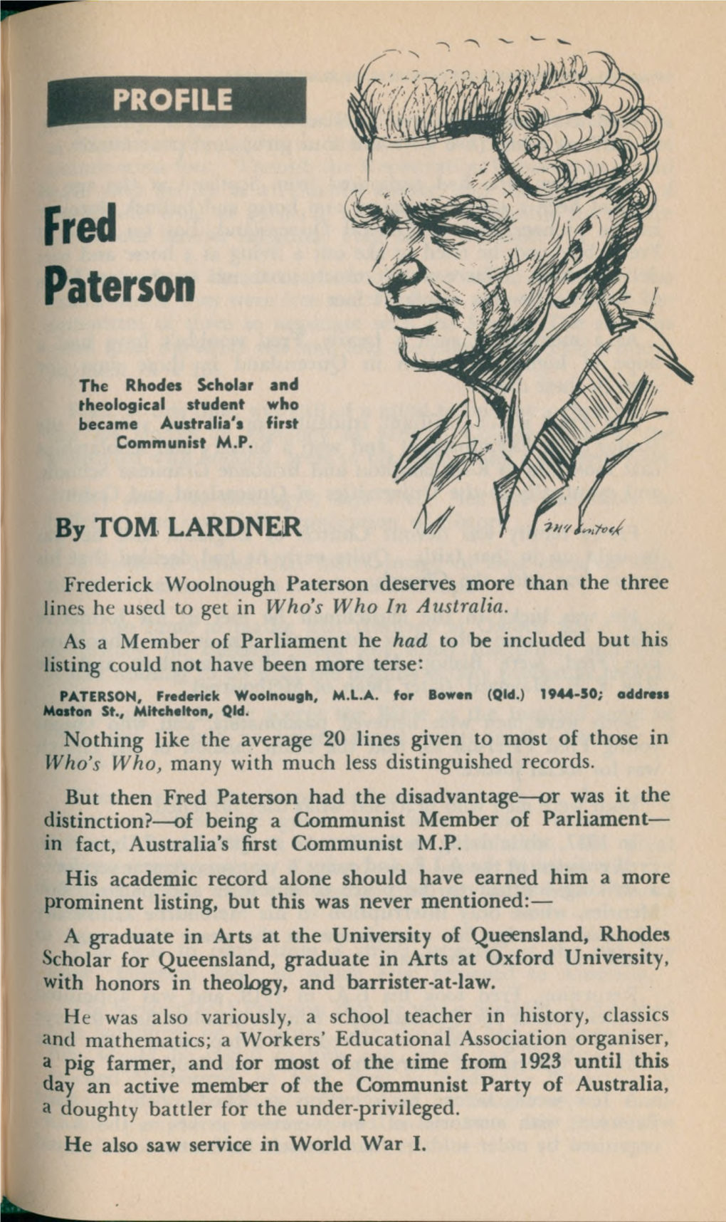 Profile: Fred Paterson