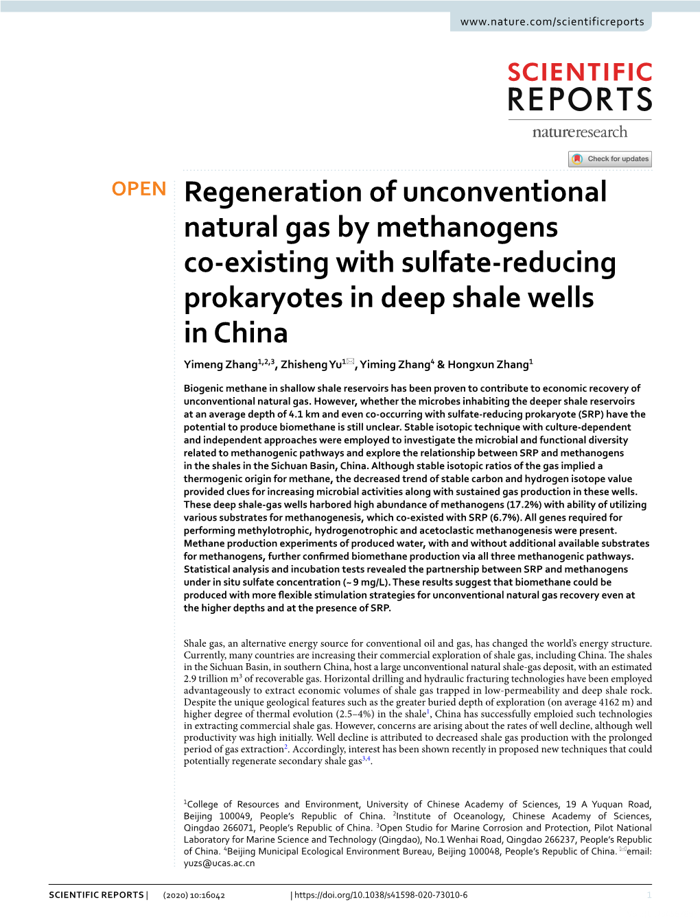 Regeneration of Unconventional Natural Gas by Methanogens Co