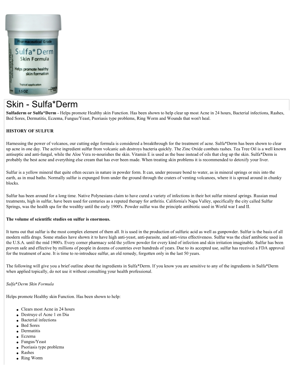 Skin - Sulfa*Derm Sulfaderm Or Sulfa*Derm - Helps Promote Healthy Skin Function