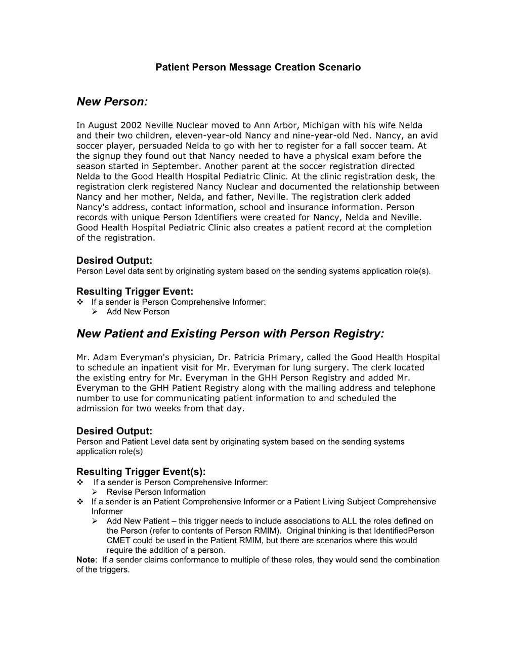 Patient Person Message Creation Scenario