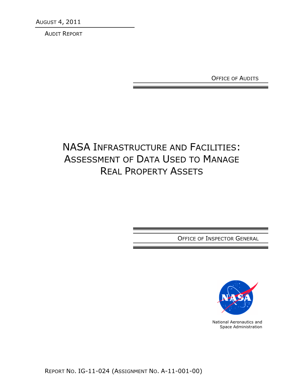 Assessment of Data Used to Manage Real Property Assets (IG-11-024