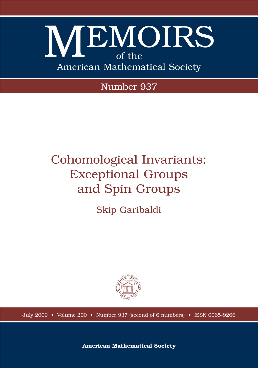 Garibaldi S. Cohomological Invariants.. Exceptional Groups And