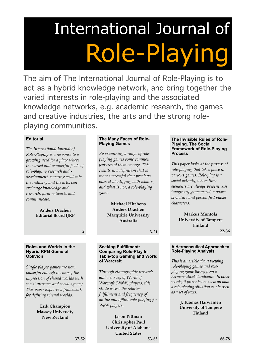 International Journal of Role-Playing