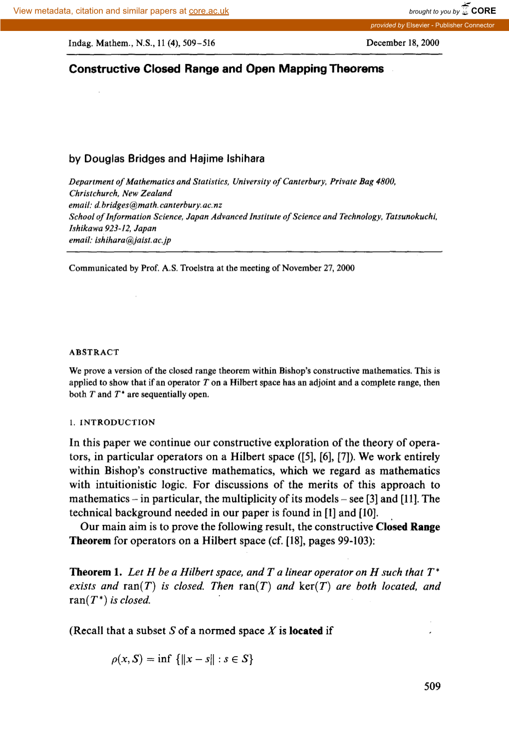 Constructive Closed Range and Open Mapping Theorems in This Paper