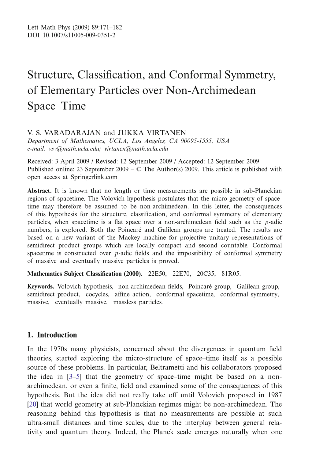 Structure, Classification, and Conformal Symmetry, of Elementary