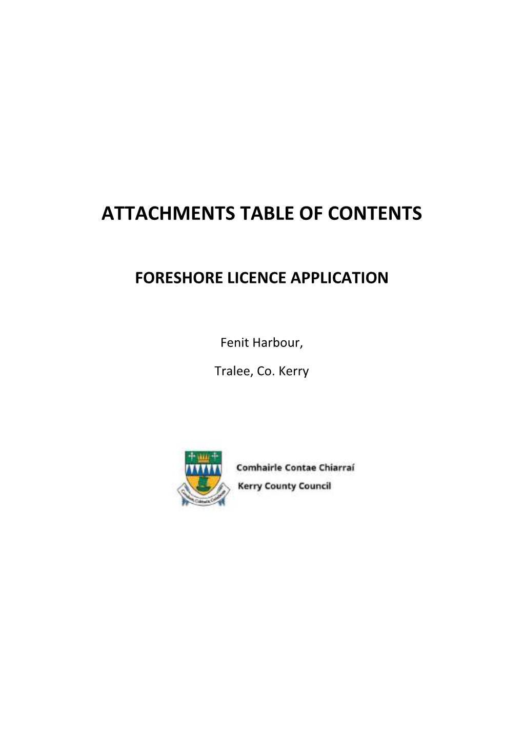 Attachments Table of Contents