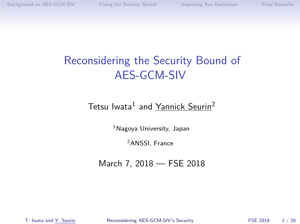 Reconsidering the Security Bound of AES-GCM-SIV