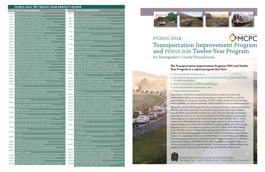 Transportation Improvement Program and FY2015-2026 Twelve-Year Program