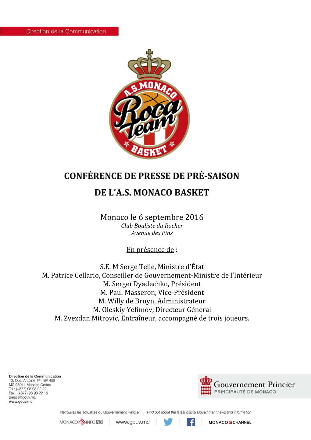 Conférence De Pre-Saison De L'asm Basket