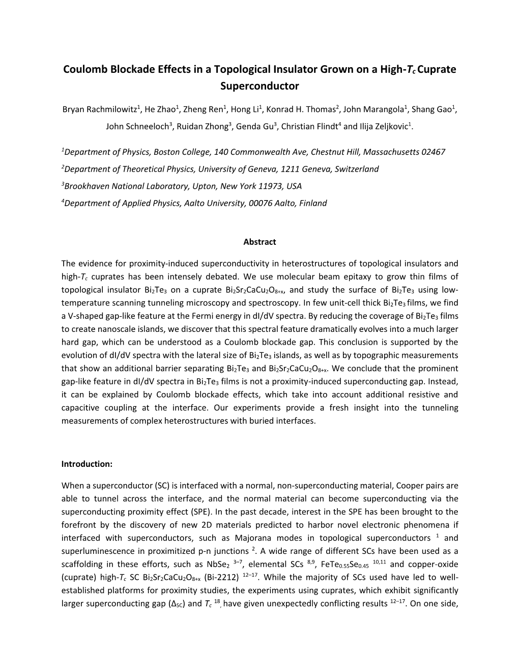 Coulomb Blockade Effects in a Topological Insulator Grown on a High-Tc Cuprate Superconductor