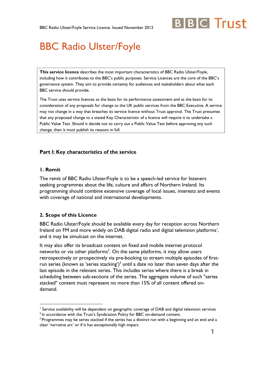 BBC Radio Ulster/Foyle Service Licence