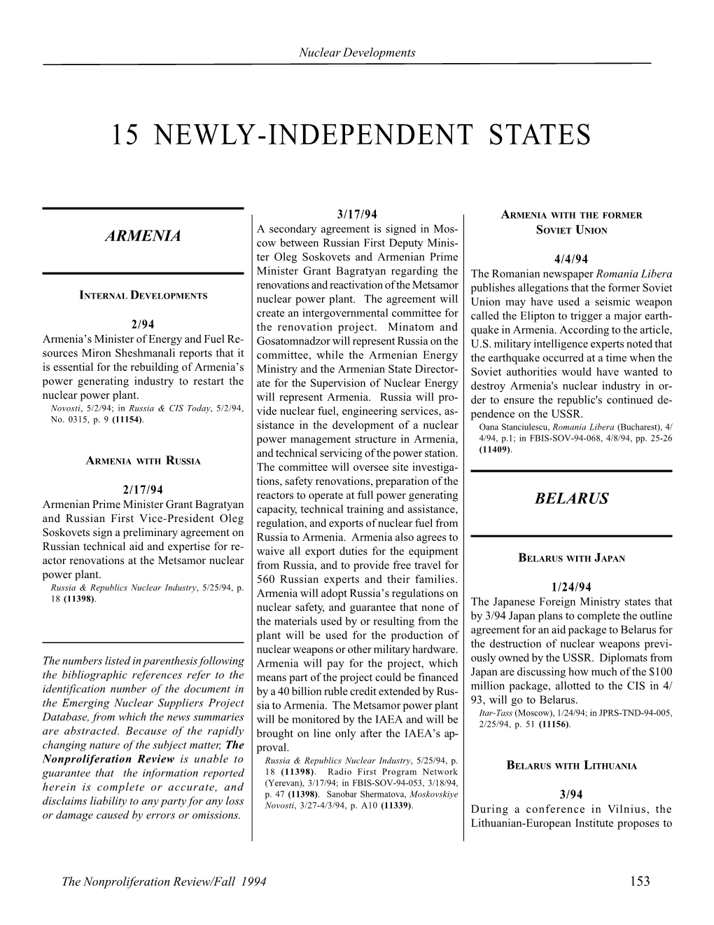 Nproliferation Review Is Unable to Russia & Republics Nuclear Industry, 5/25/94, P