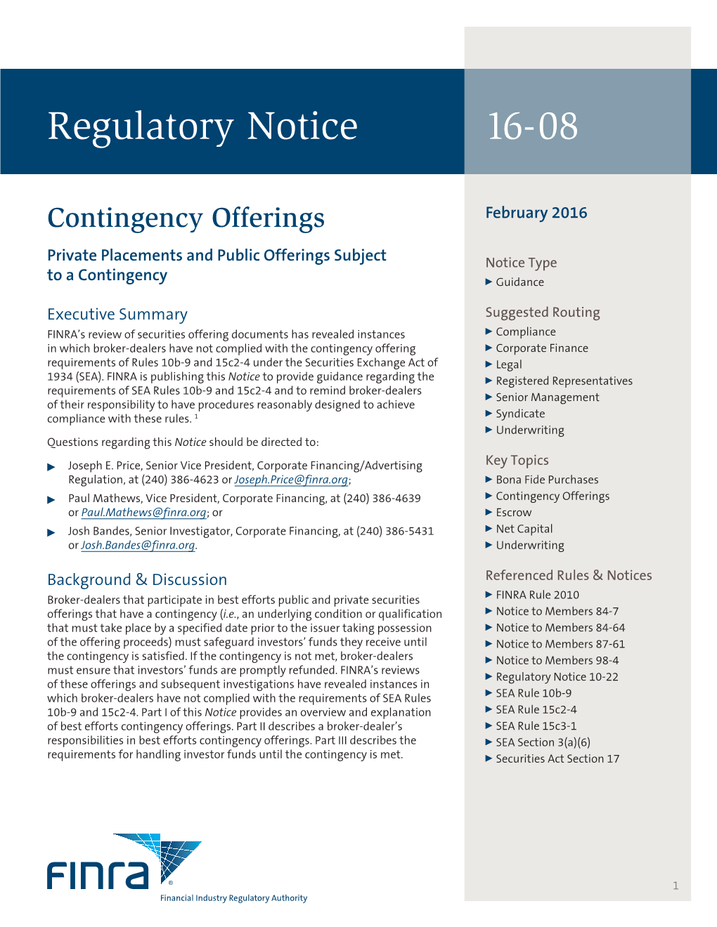 Regulatory Notice 16-08