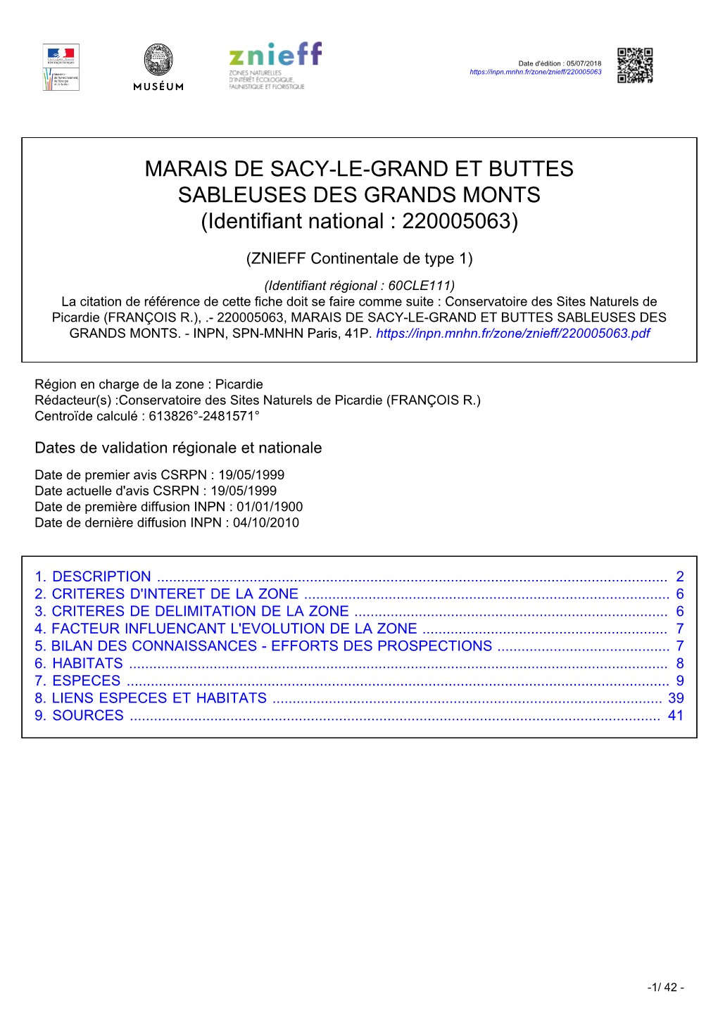 MARAIS DE SACY-LE-GRAND ET BUTTES SABLEUSES DES GRANDS MONTS (Identifiant National : 220005063)