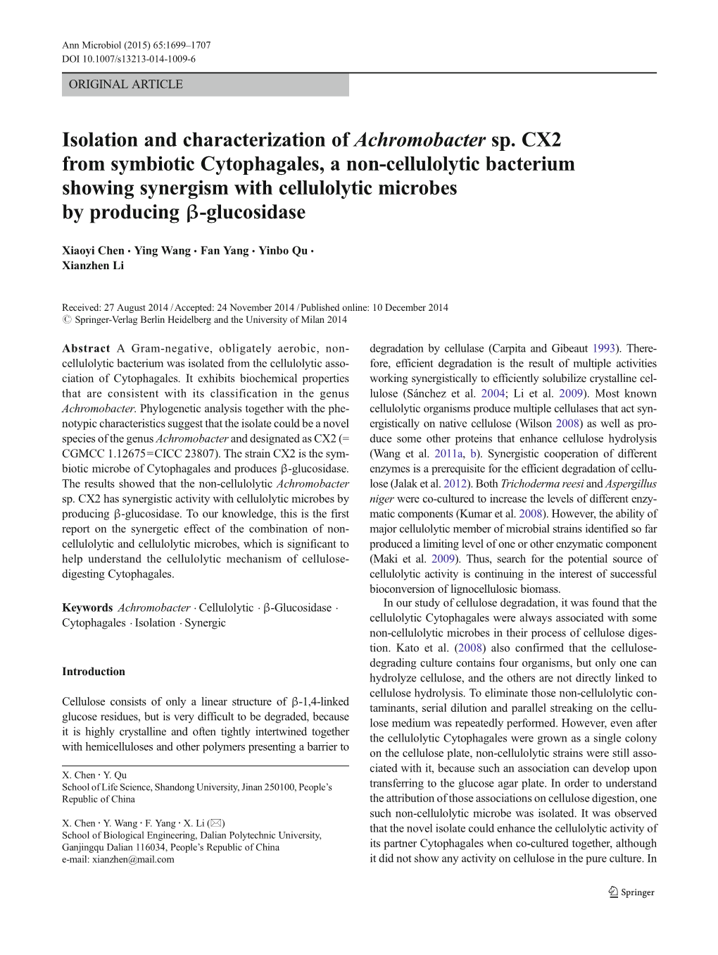 Isolation and Characterization of Achromobacter Sp. CX2 From