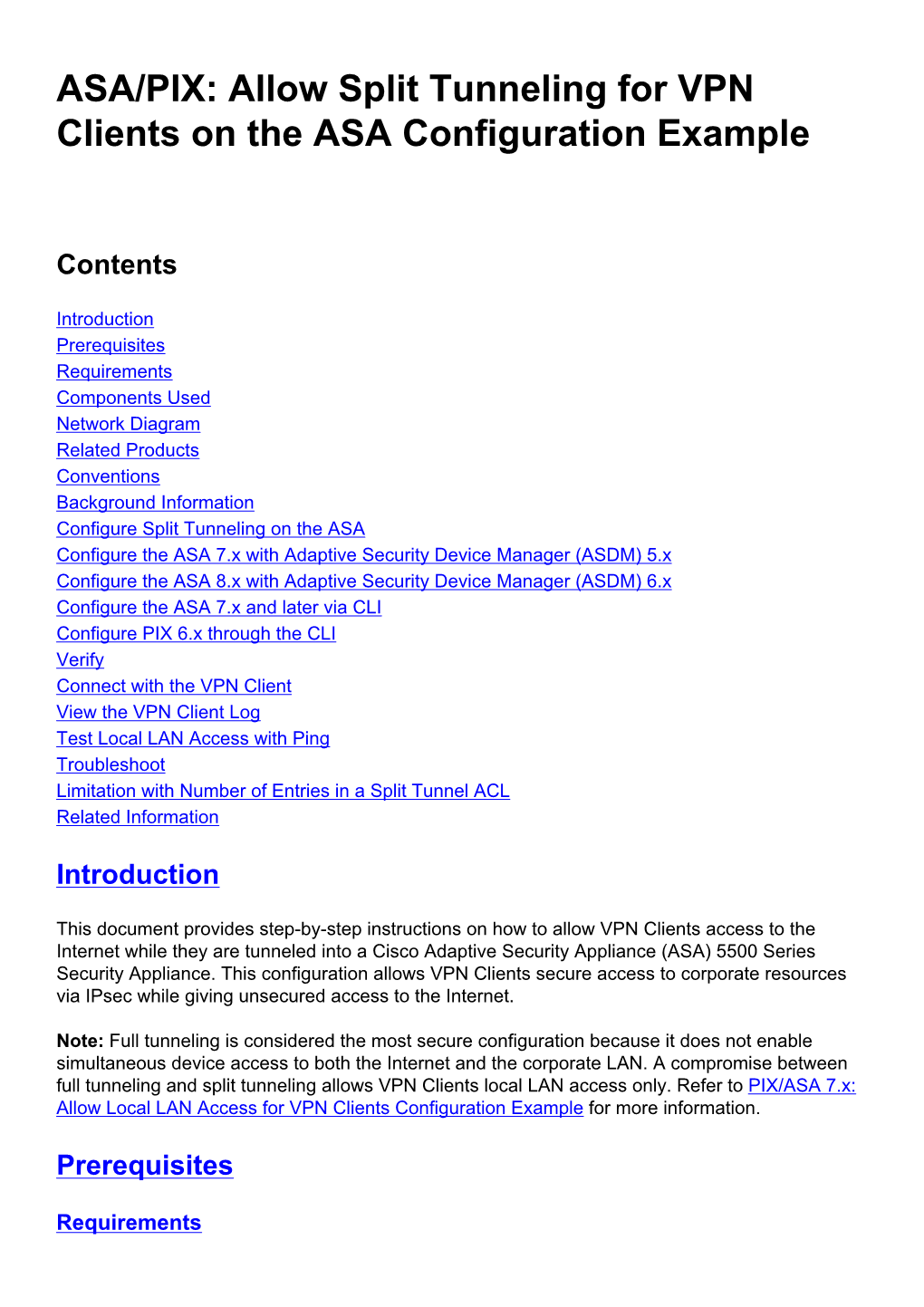 Allow Split Tunneling for VPN Clients on the ASA Configuration Example