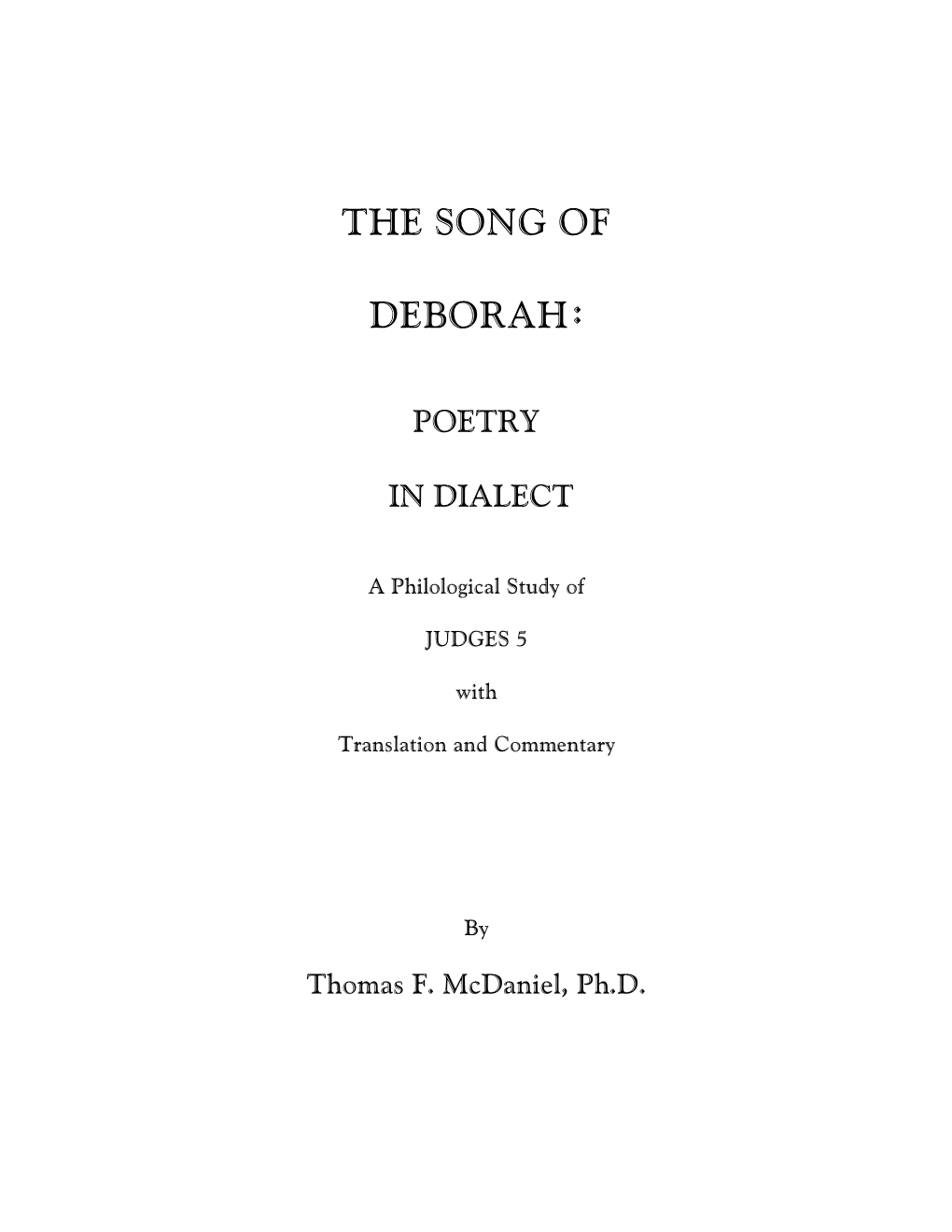 The Song of Deborah: Poetry in Dialect