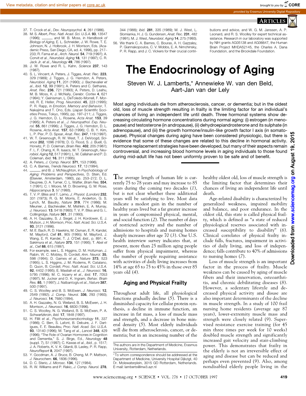 The Endocrinology of Aging 329 (1989); J
