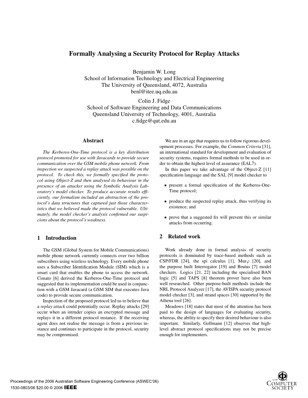 Formally Analysing a Security Protocol for Replay Attacks