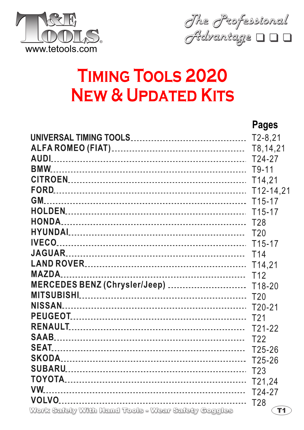 Timing Tools Catalogue 110520.Cdr