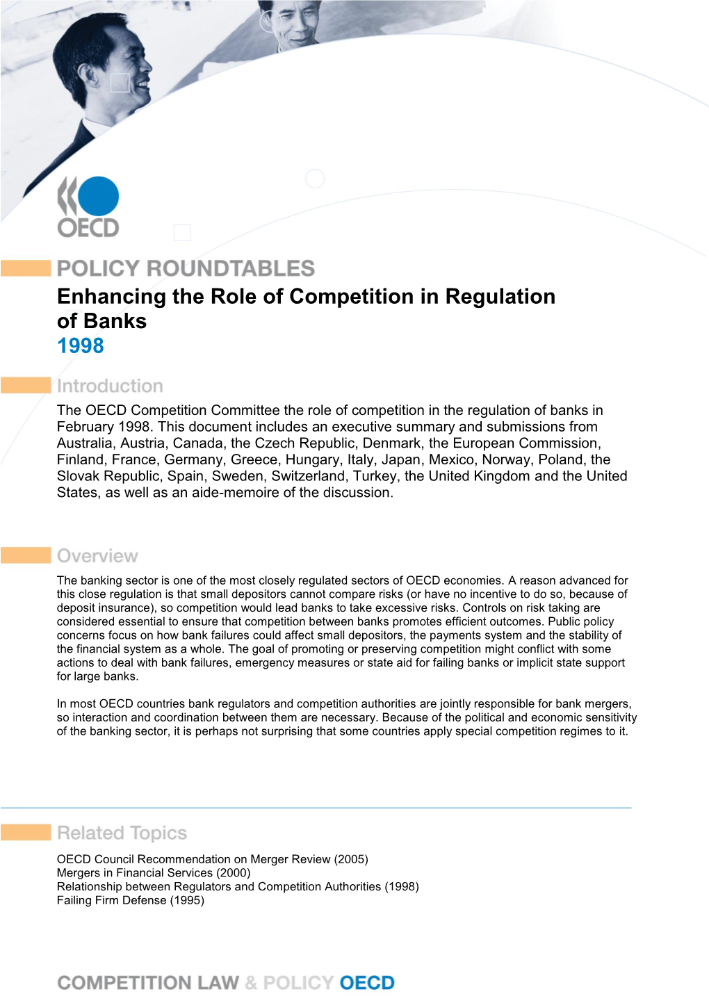 Enhancing the Role of Competition in the Regulation of Banks (1998)