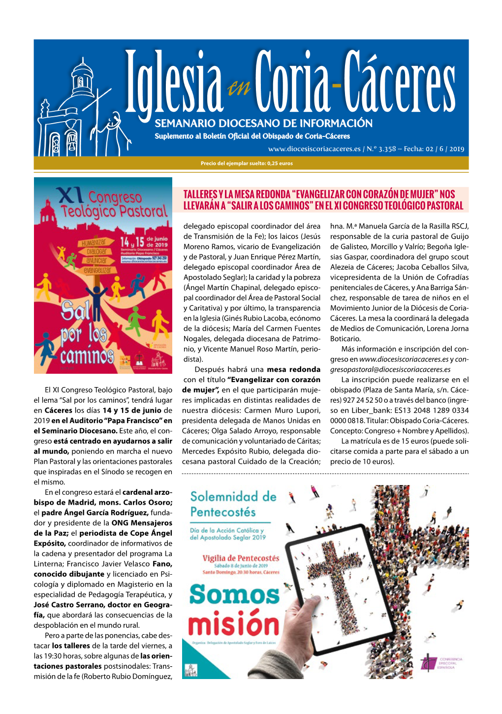 SEMANARIO DIOCESANO DE INFORMACIÓN Suplemento Al Boletín Oficial Del Obispado De Coria-Cáceres